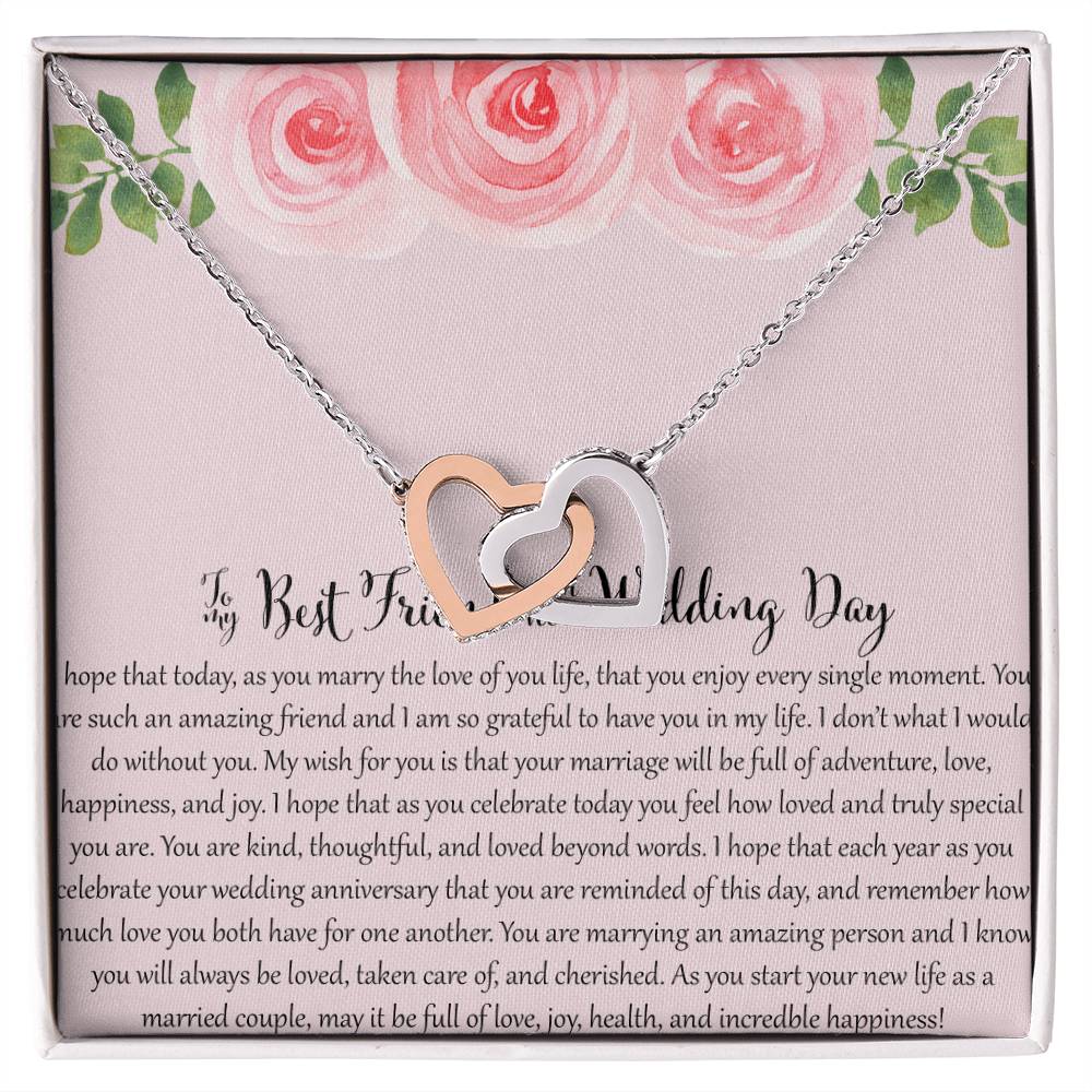 To My Bestfriend On Her Wedding Day - Floral Interlocking Hearts Necklace