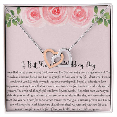 To My Bestfriend On Her Wedding Day - Floral Interlocking Hearts Necklace