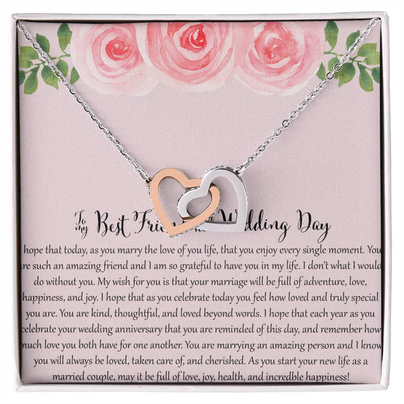 To My Bestfriend On Her Wedding Day - Floral Interlocking Hearts Necklace