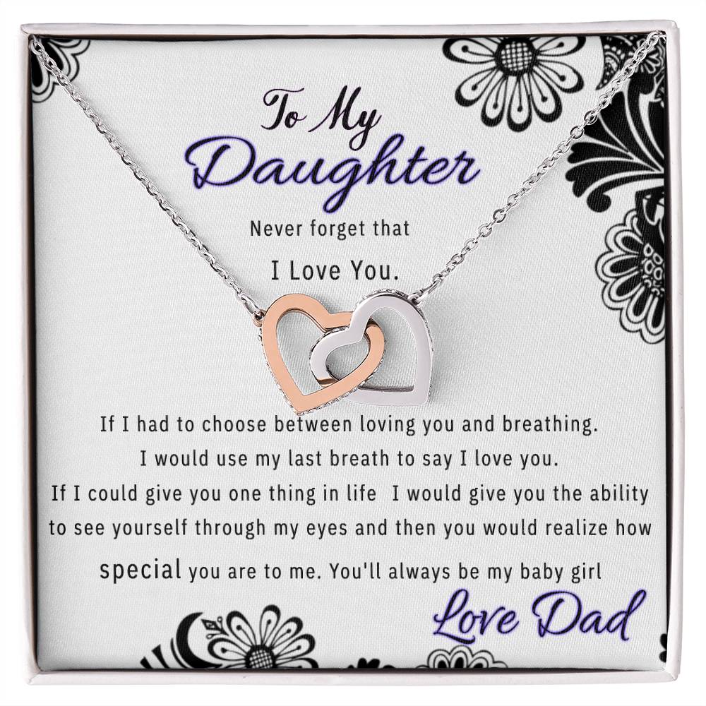 Saleto My Daughter Never Forget I Love You Necklace Interlocking Hearts Necklace