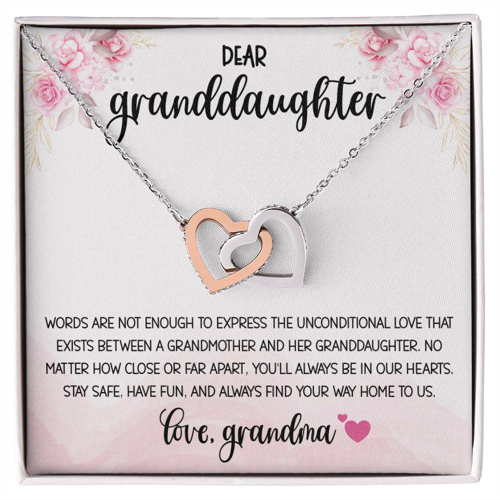Dear Granddaughter From Grandma Interlocking Hearts Necklace