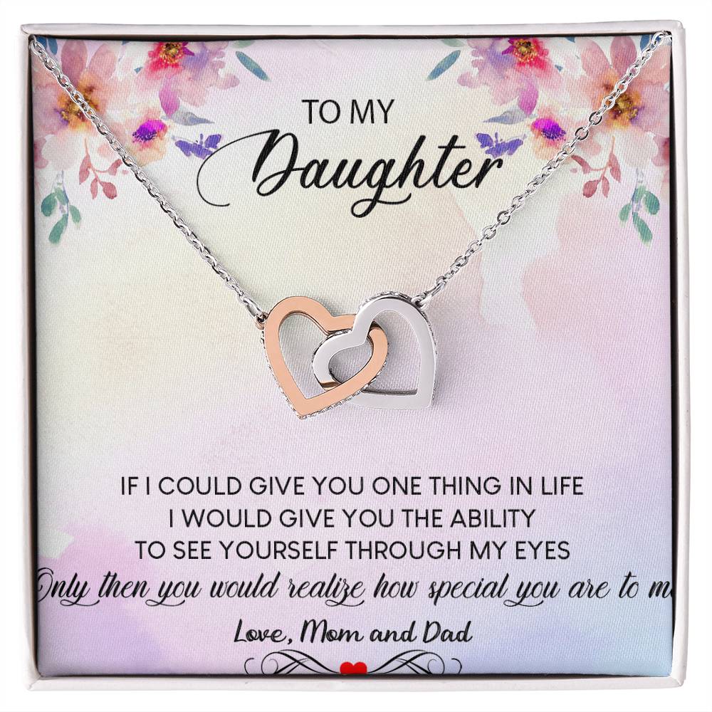 To My Daughter Necklace Daughter Necklace From Mom And Dad Personalized Daughter Interlocking Hearts Necklace Gift Daughter Birthday Gift