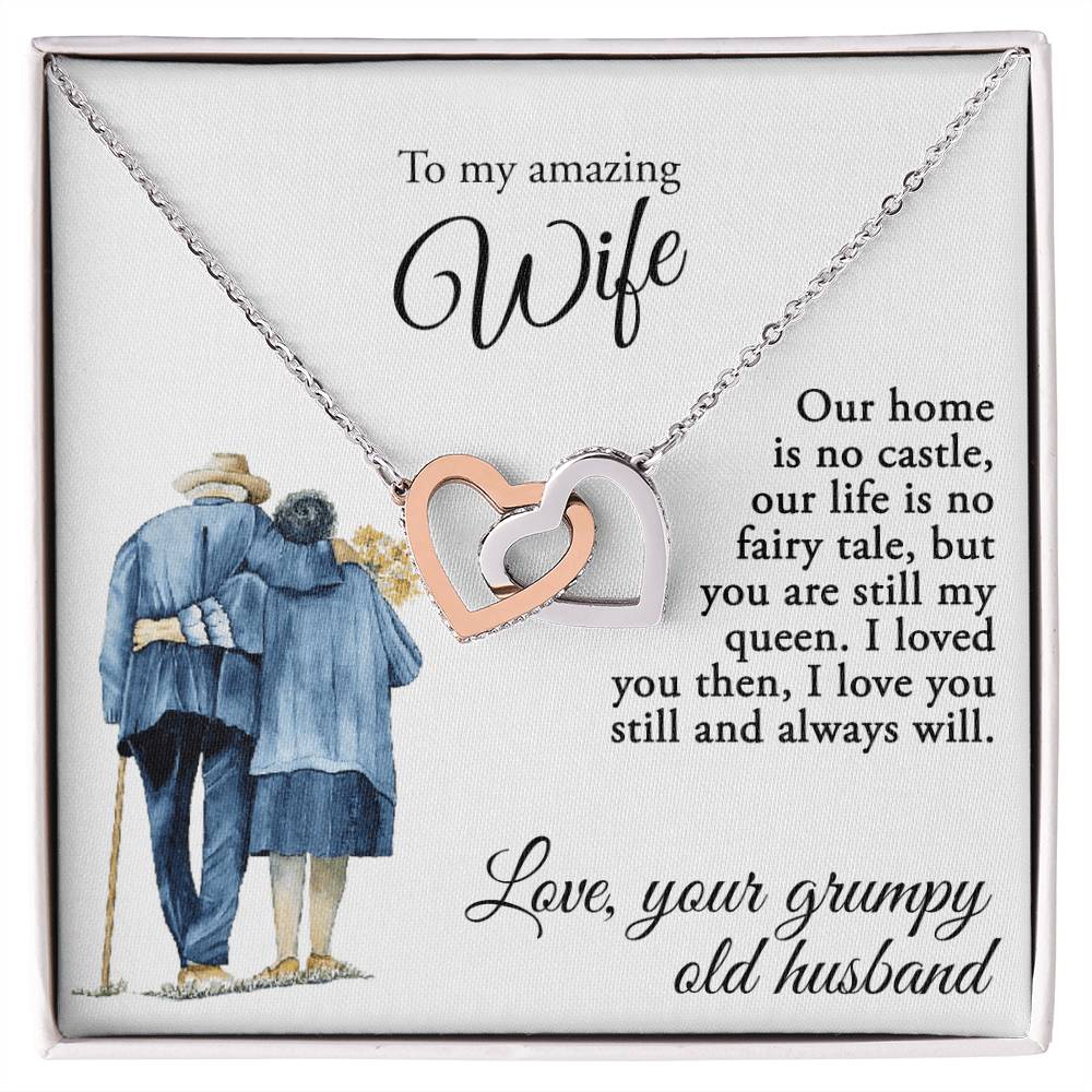 To My Amazing Wife - Love Your Grumpy Old Husband - Necklace Interlocking Hearts Necklace