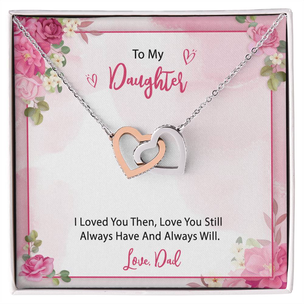 To My Daughter From Dad Interlocking Hearts Necklace
