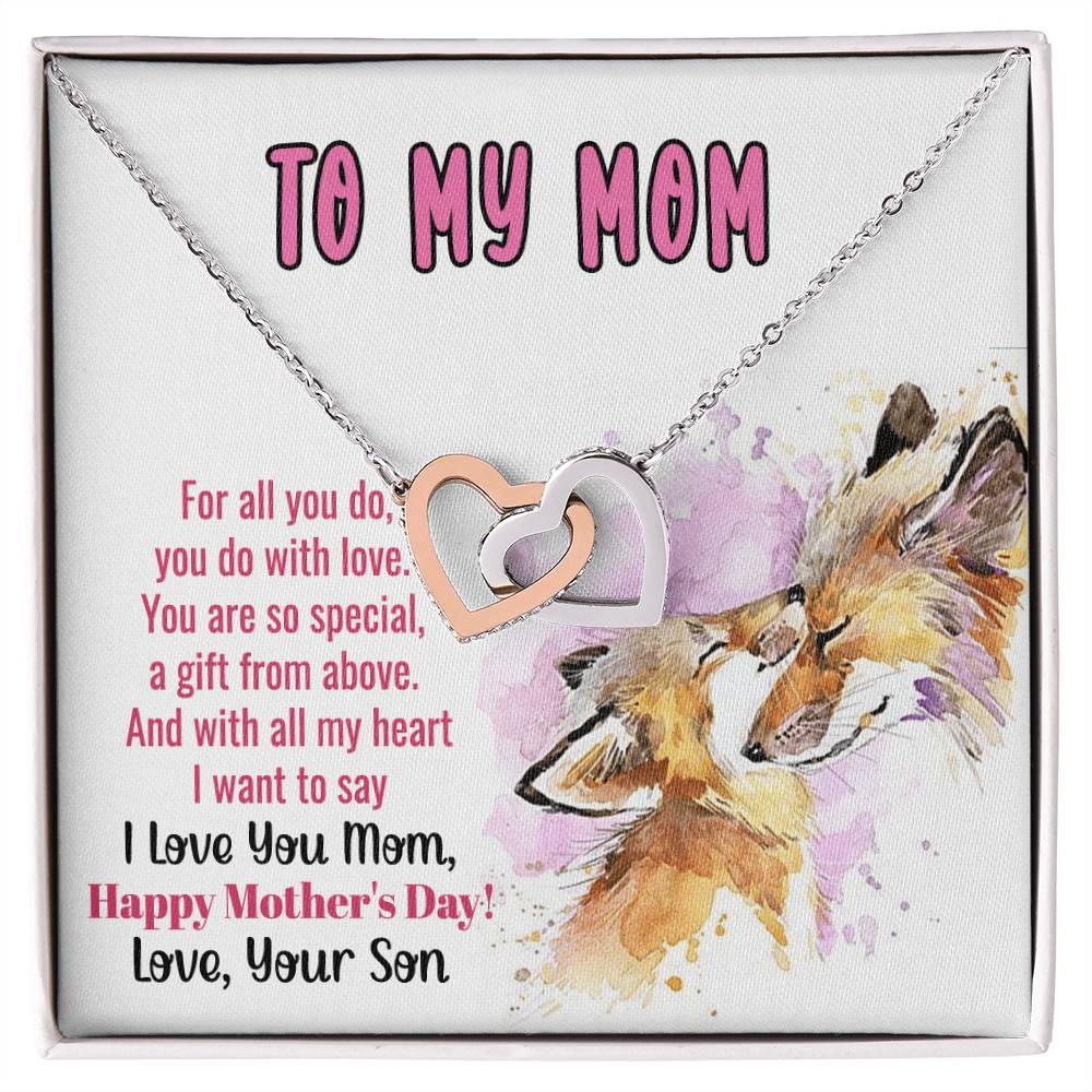 To My Mom Mother'S Day Linked Hearts Necklace From Son Interlocking Hearts Necklace