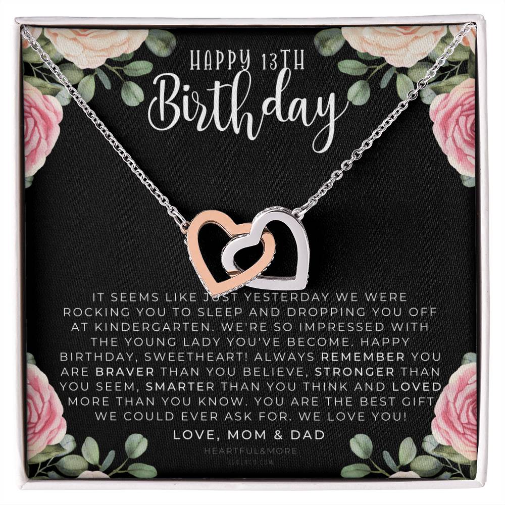 Gift For 13 Year Old Girl Gifts 13Th Birthday Girl 13Th Birthday Gift Thirteenth Birthday Necklace Teen Birthday Gift Official Teenager Interlocking Hearts Necklace