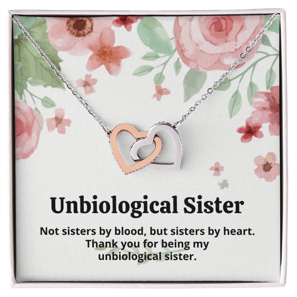 Unbiological Sister Necklace Interlocking Hearts Necklace