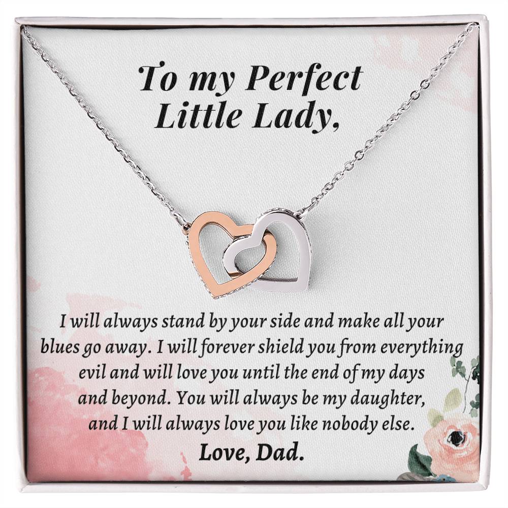 Gift For Daughter From Dad - I Will Always Love You Like Nobody Else Interlocking Hearts Necklace