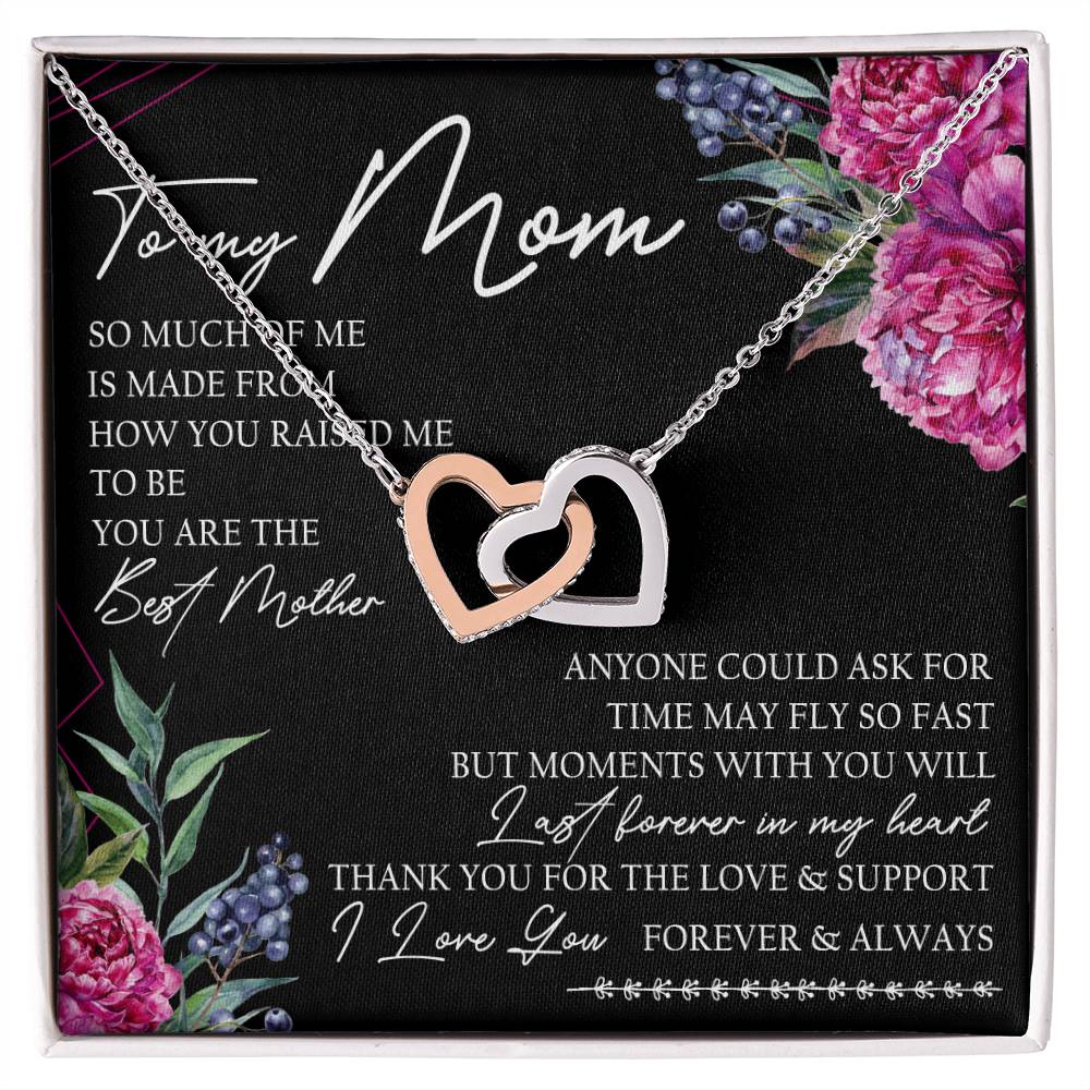 To My Mom Interlocking Hearts Necklace Message Card