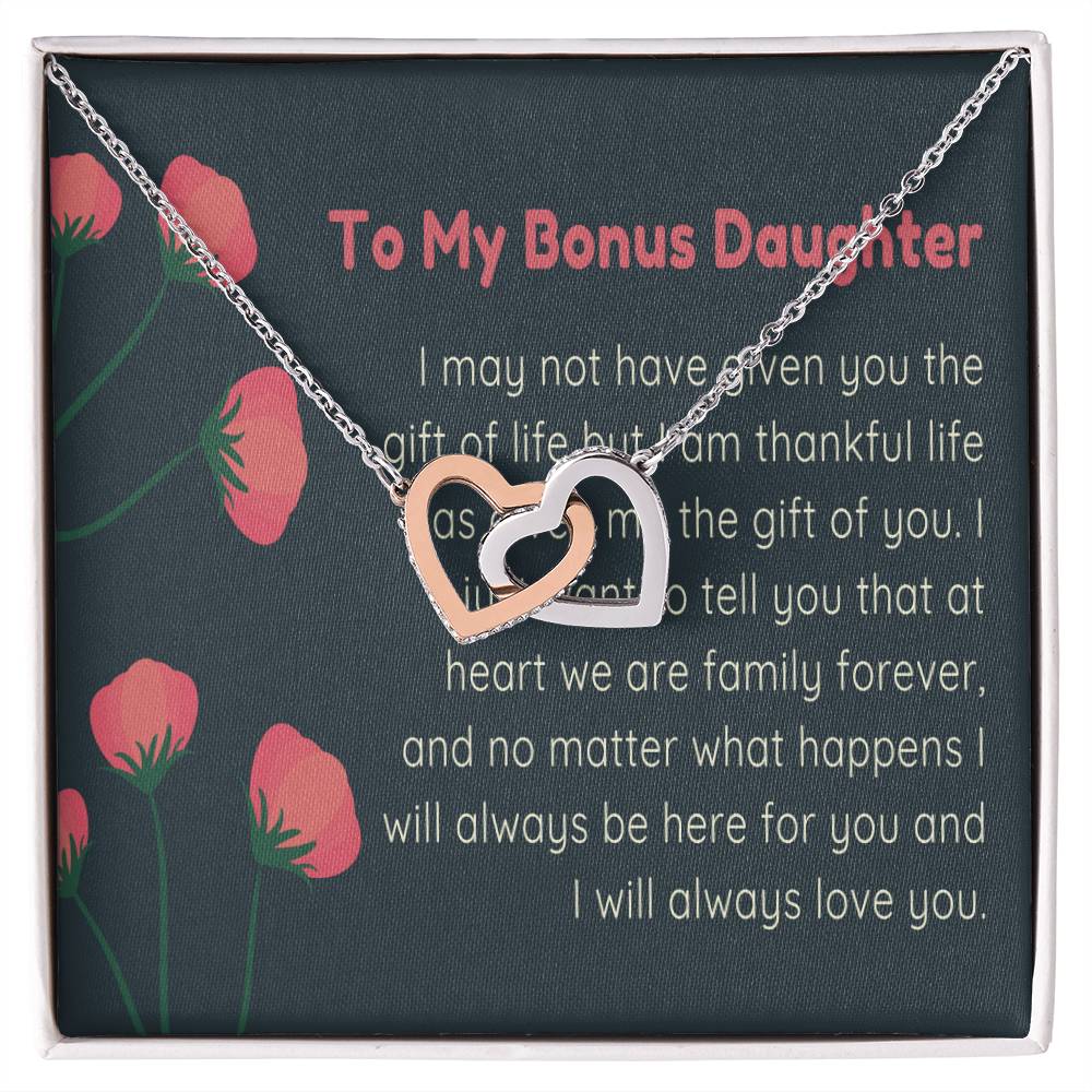 Bonus Daughter Step Daughter Gift Bonus Daughter Necklace Stepdaughter Interlocking Hearts Necklace