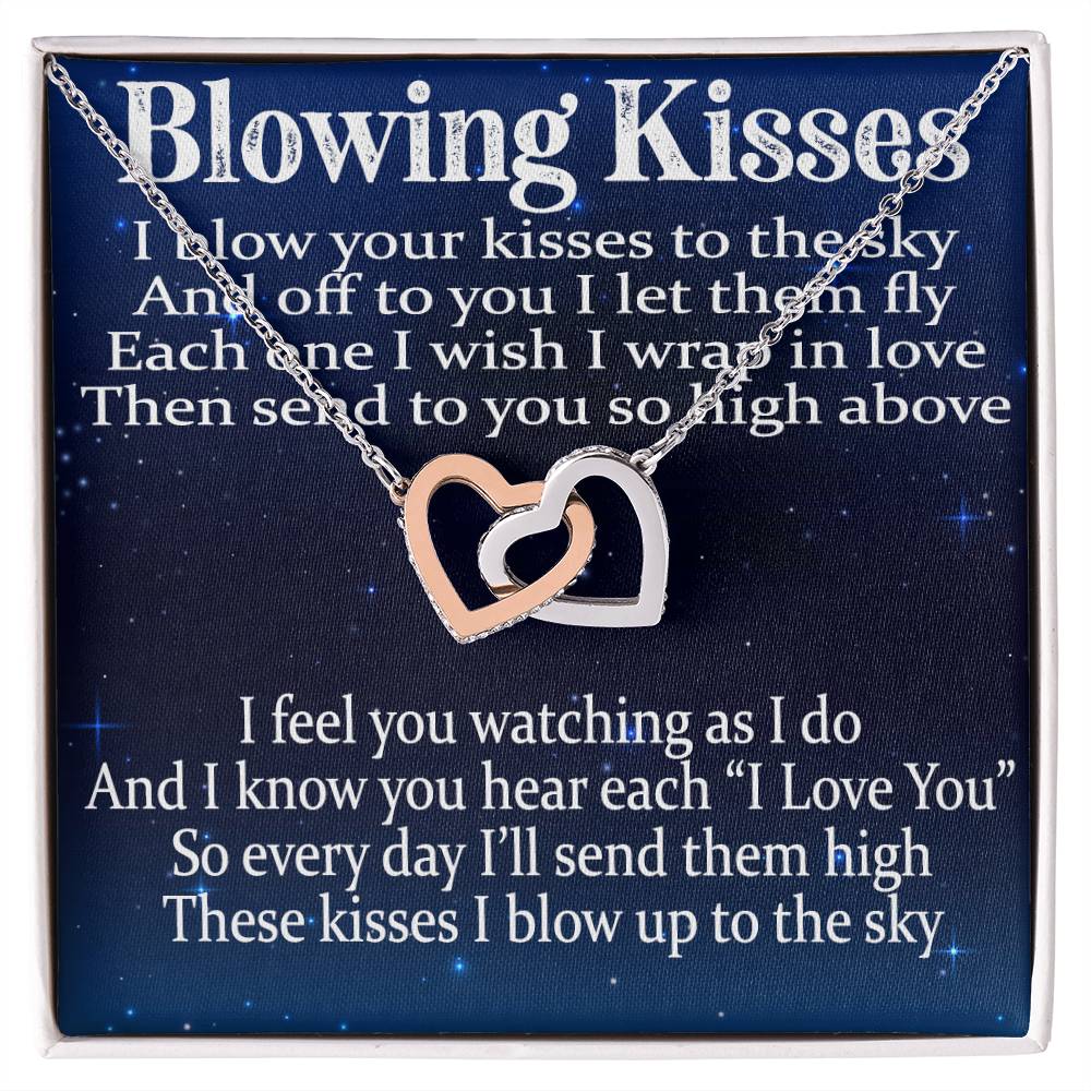 Blowing Kisses Remembrance Necklace Gift Interlocking Hearts Necklace