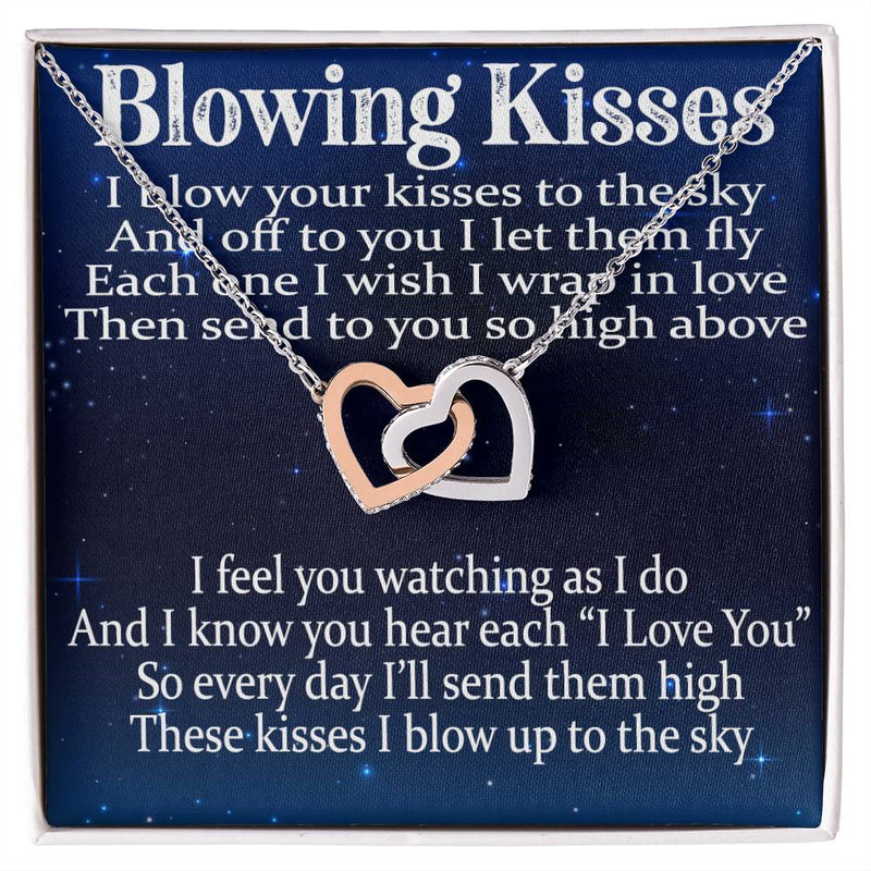 Blowing Kisses Remembrance Necklace Gift Interlocking Hearts Necklace