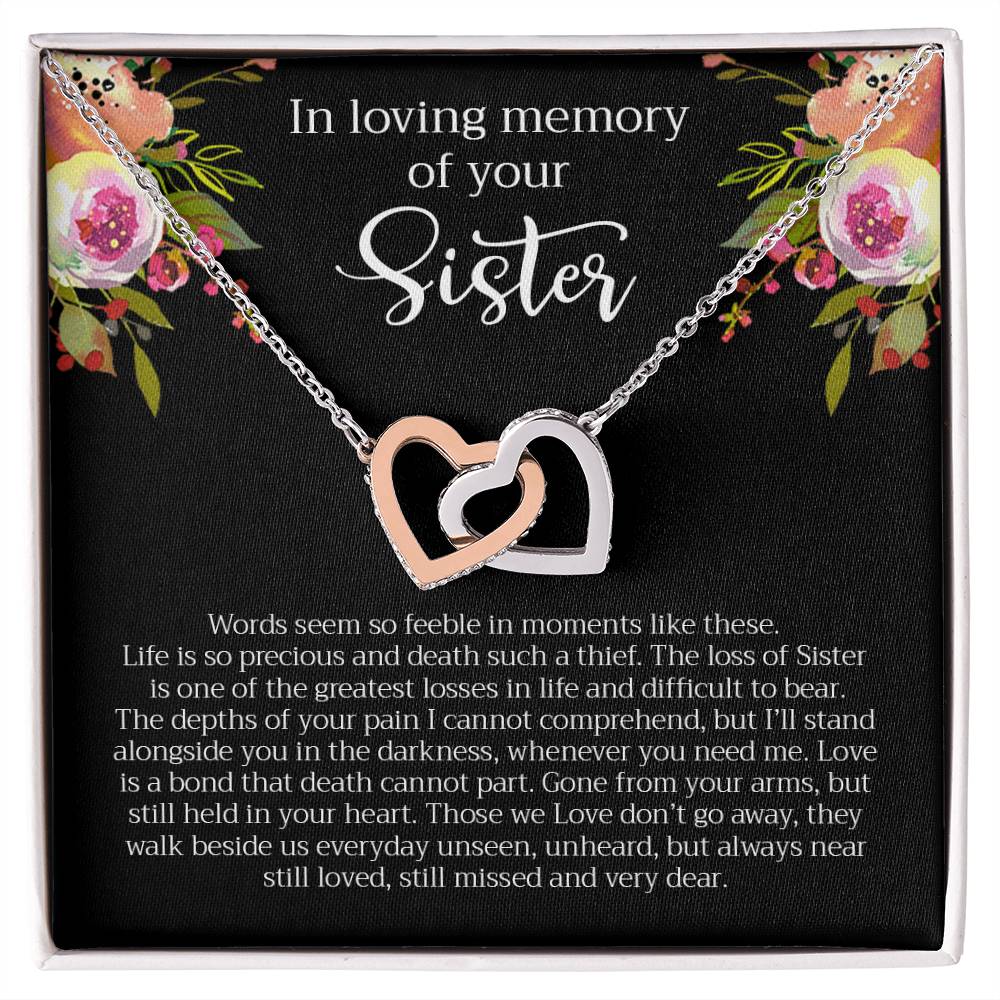 Loving Memory Sister Necklace Interlocking Hearts Necklace