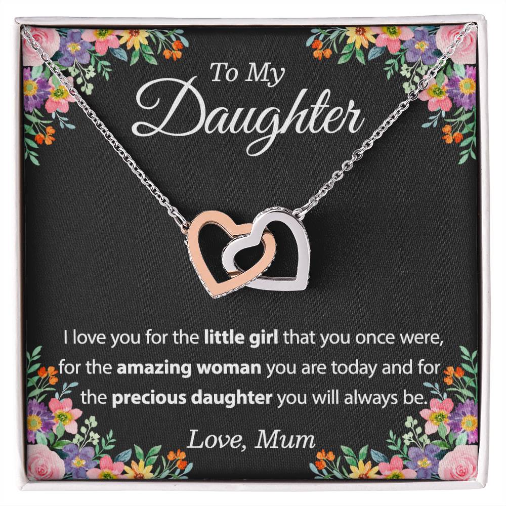To My Daughter Necklace From Mum - To My Daughter Necklace From Dad Interlocking Hearts Necklace