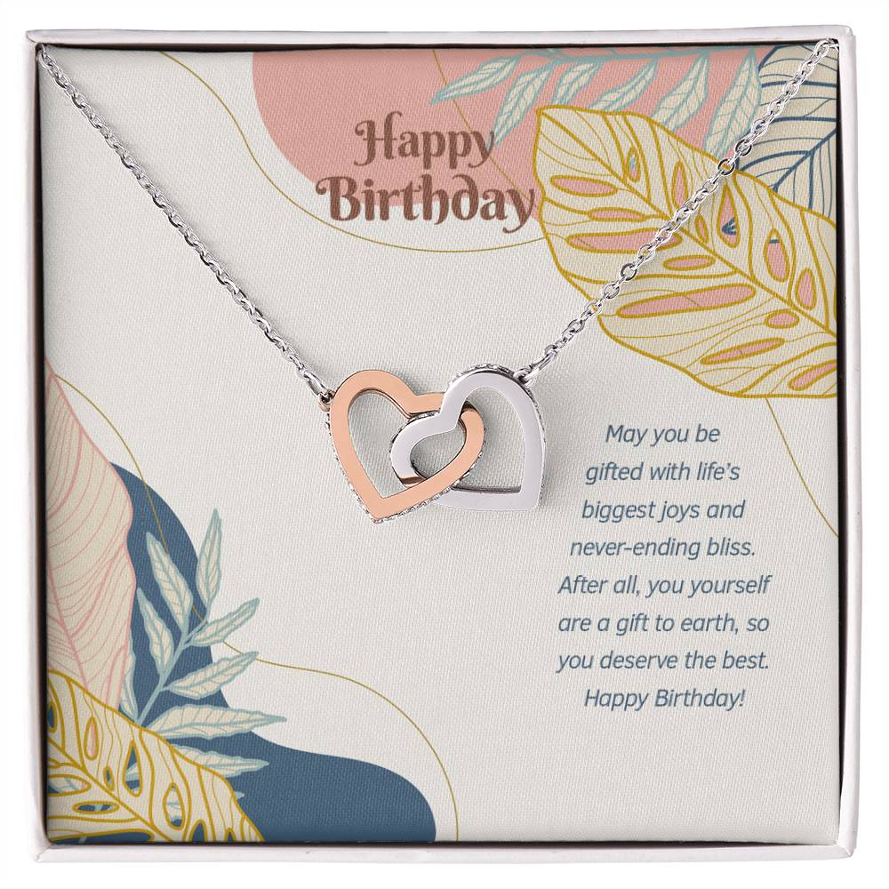 Happy Birthday! You Deserve The Best! - Interlocking Hearts Necklace