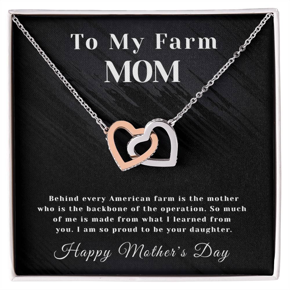 Farm Mom - Interlocking Hearts - Mother'S Day Interlocking Hearts Necklace