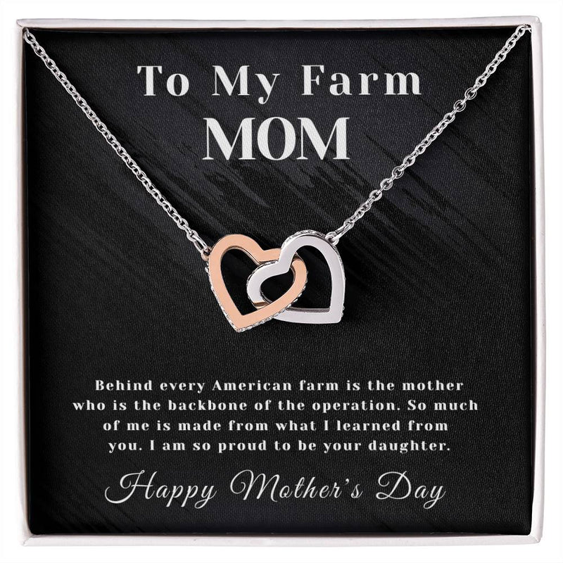 Farm Mom - Interlocking Hearts - Mother'S Day Interlocking Hearts Necklace