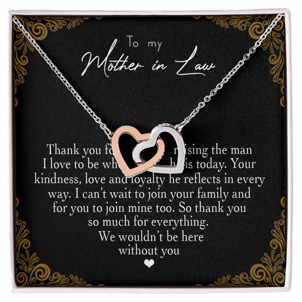 To My Mother In Law Thank You For Raising The Man I Love Heart Necklace Interlocking Hearts Necklace