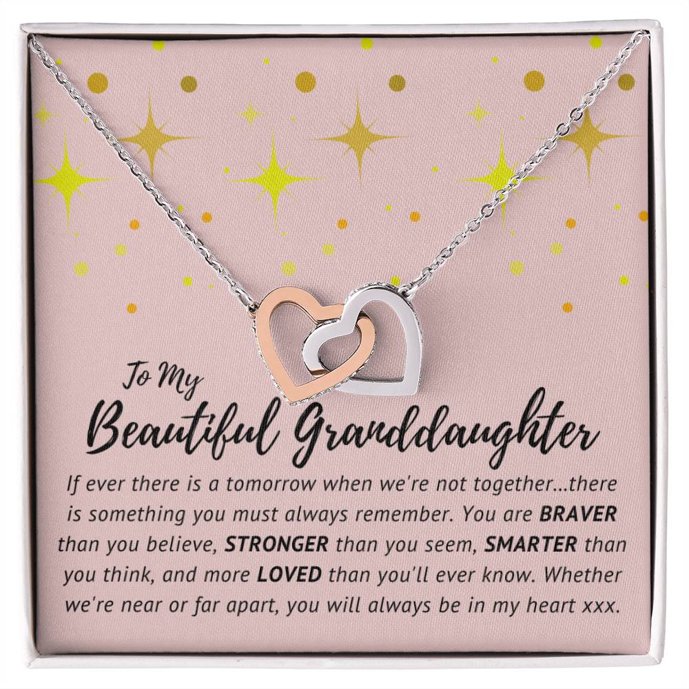 To My Beautiful Granddaughter - Interlocking Hearts Necklace [Soq4-26]