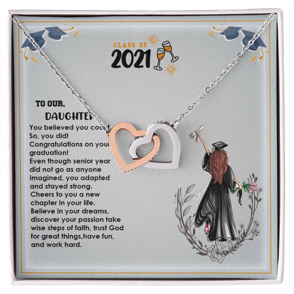 Interlocked Never-Ending Love Necklace For Believer Graduate Daughter Interlocking Hearts Necklace