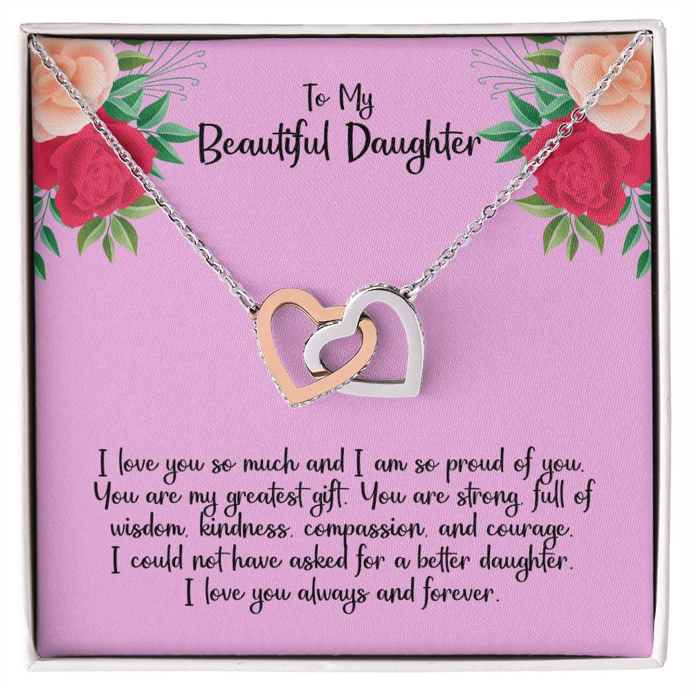 To My Beautiful Daughter - Interlocking Heart Necklace Interlocking Hearts Necklace