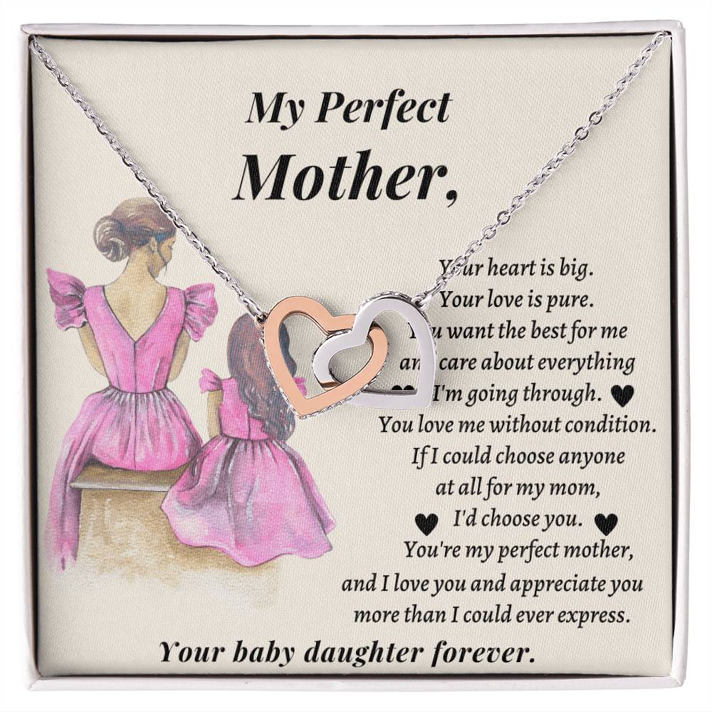 Wedding Gift For Mother - You&#39;Re My Perfect Mother And I Love You And Appreciate You More Than I Could Ever Express Interlocking Hearts Necklace