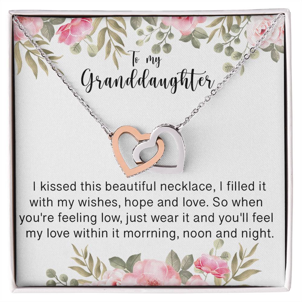 To My Granddaughter - I Love You Interlocking Hearts Necklace