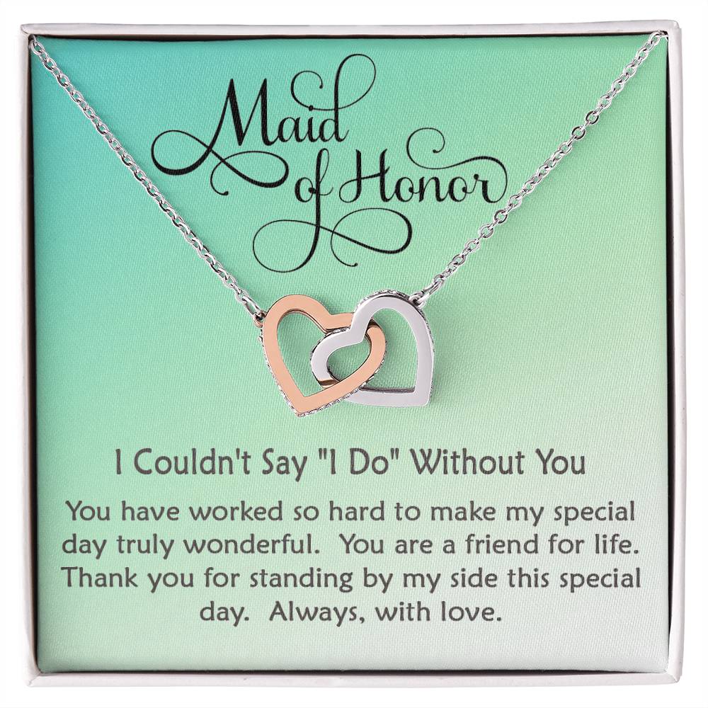 Maid Of Honor Linked Hearts Necklace Gift Interlocking Hearts Necklace