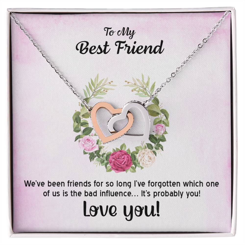 Best Friens Double Hearts Gift .We&#39;Ve Been Friends So Long Interlocking Hearts Necklace