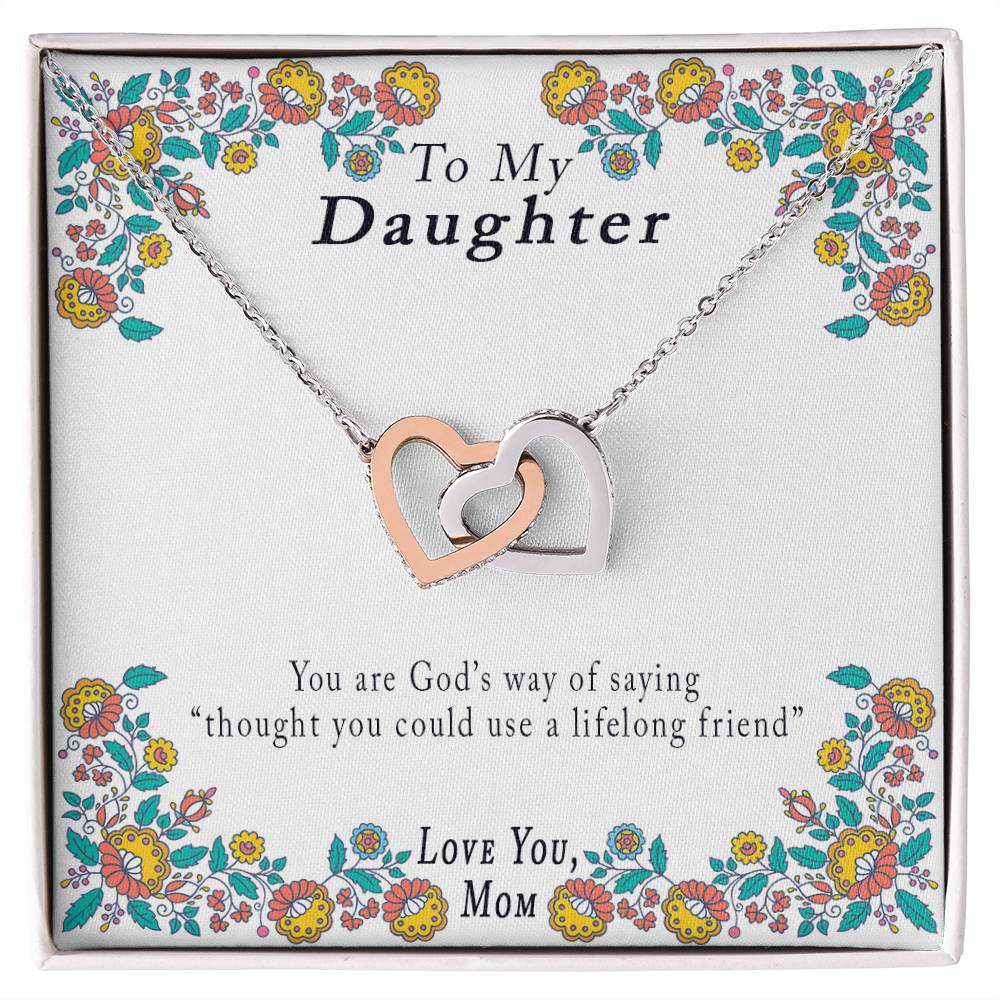 Mother-Daughter &#39;Your Are God&#39;S Way&#39; Necklace Interlocking Hearts Necklace