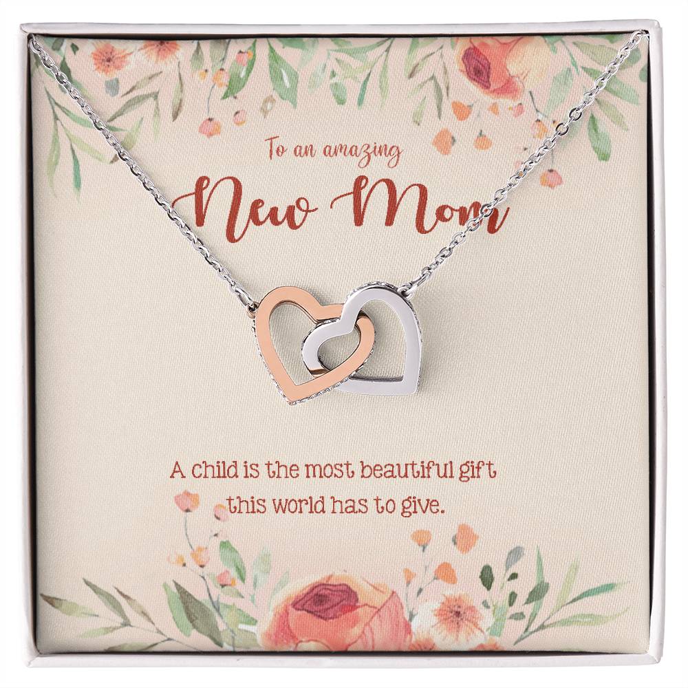 To An Amazing New Mom Mommy To Be Gift Pregnant Necklace Interlocking Hearts Necklace