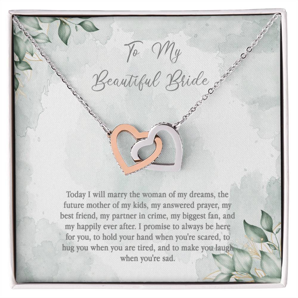 Wedding Day Gift For Bride From Groom - Woman Of My Dreams Interlocking Hearts Necklace