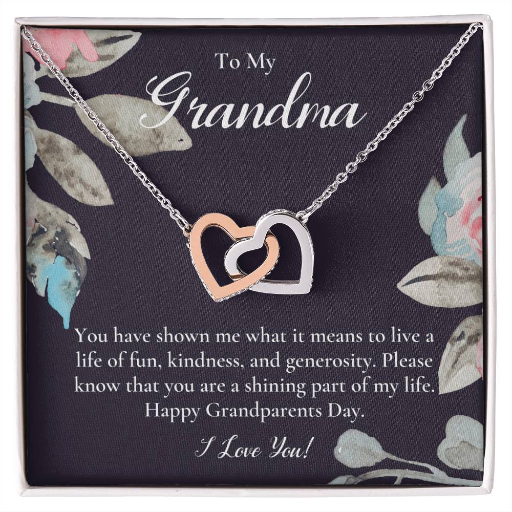 Gift For Grandma Necklace Grandmother Birthday Gift From Granddaughtergrandson To My Grandma Necklace Gift Grandmother Gift Grandparents Day Gift Interlocking Hearts Necklace