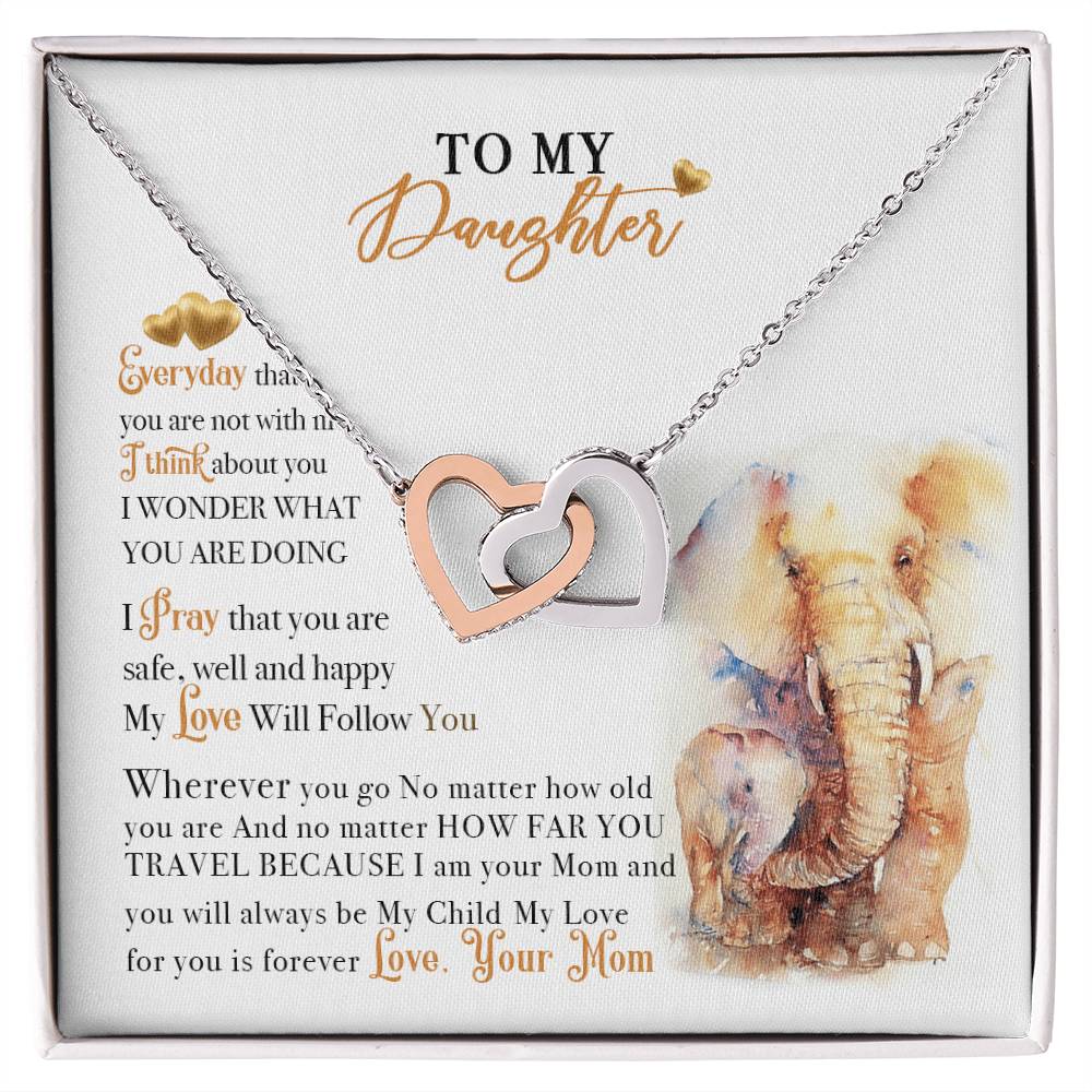 To My Daughter Necklace From Elephant Dad Interlocking Hearts Necklace
