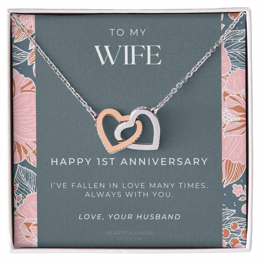 1 Year Anniversary Gift For Wife 1 Year Anniversary Gifts 1 Year Wedding Anniversary Gift Ideas 1St Wedding Anniversary Gift For Her Interlocking Hearts Necklace