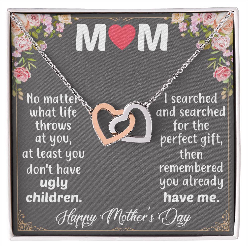 Happy Mother'S Day Mom Interlocking Hearts Necklace