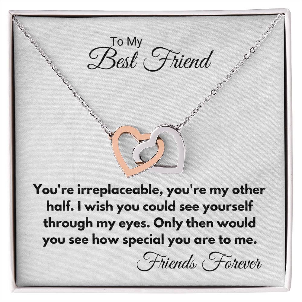 You&#39;Re Irreplaceable My Other Half Necklace Interlocking Hearts Necklace