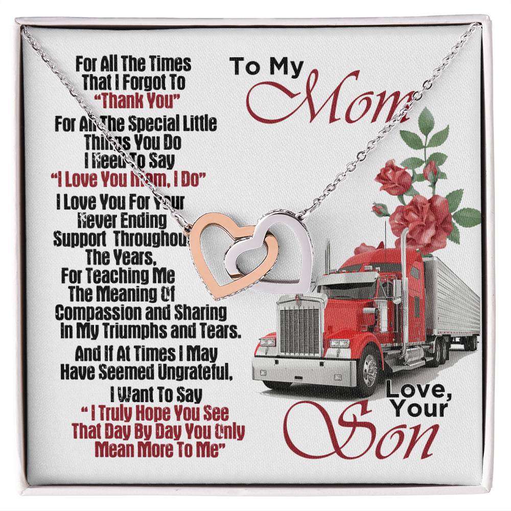 Trucker&#39;S Mom- Interlocking Heart Necklace Interlocking Hearts Necklace