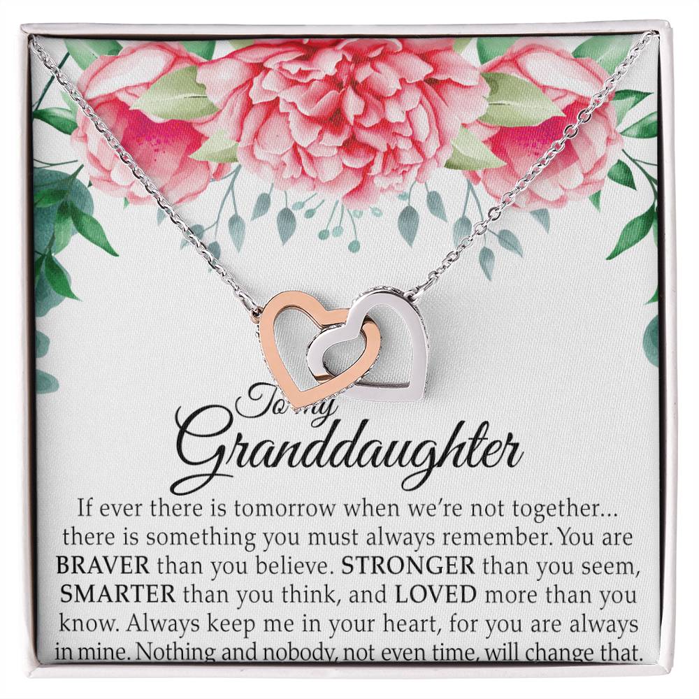 To Granddaughter - Double Heart Necklace - Interlocking Hearts Necklace