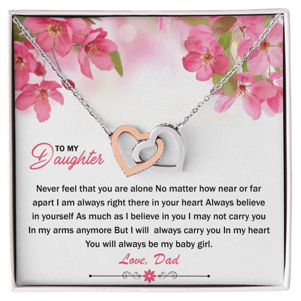 To My Daughter - I Will Always Carry You In My Heart - Necklace Interlocking Hearts Necklace