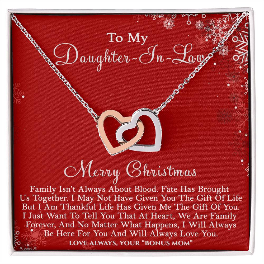 To My Daughter-In-Law Merry Christmas - Life Has Given Me The Gift Of You - Hearts Necklace Interlocking Hearts Necklace