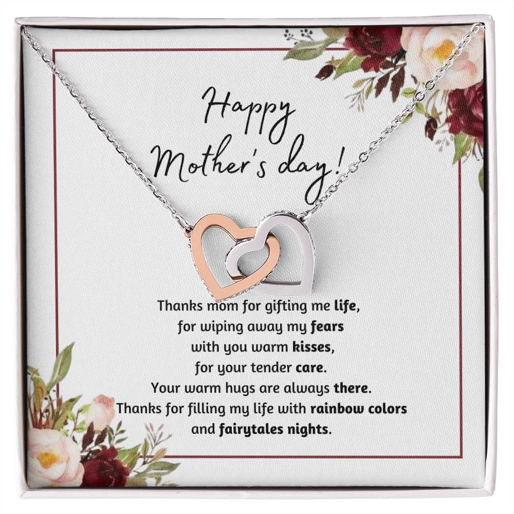 Happy Mothers Day! Thanks Mom For Gifting Me Life Interlocking Hearts Necklace