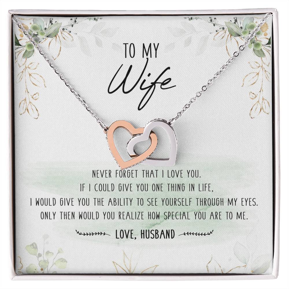To My Special Wife Interlocking Hearts Necklace Mother'S Day Message Card From Husband