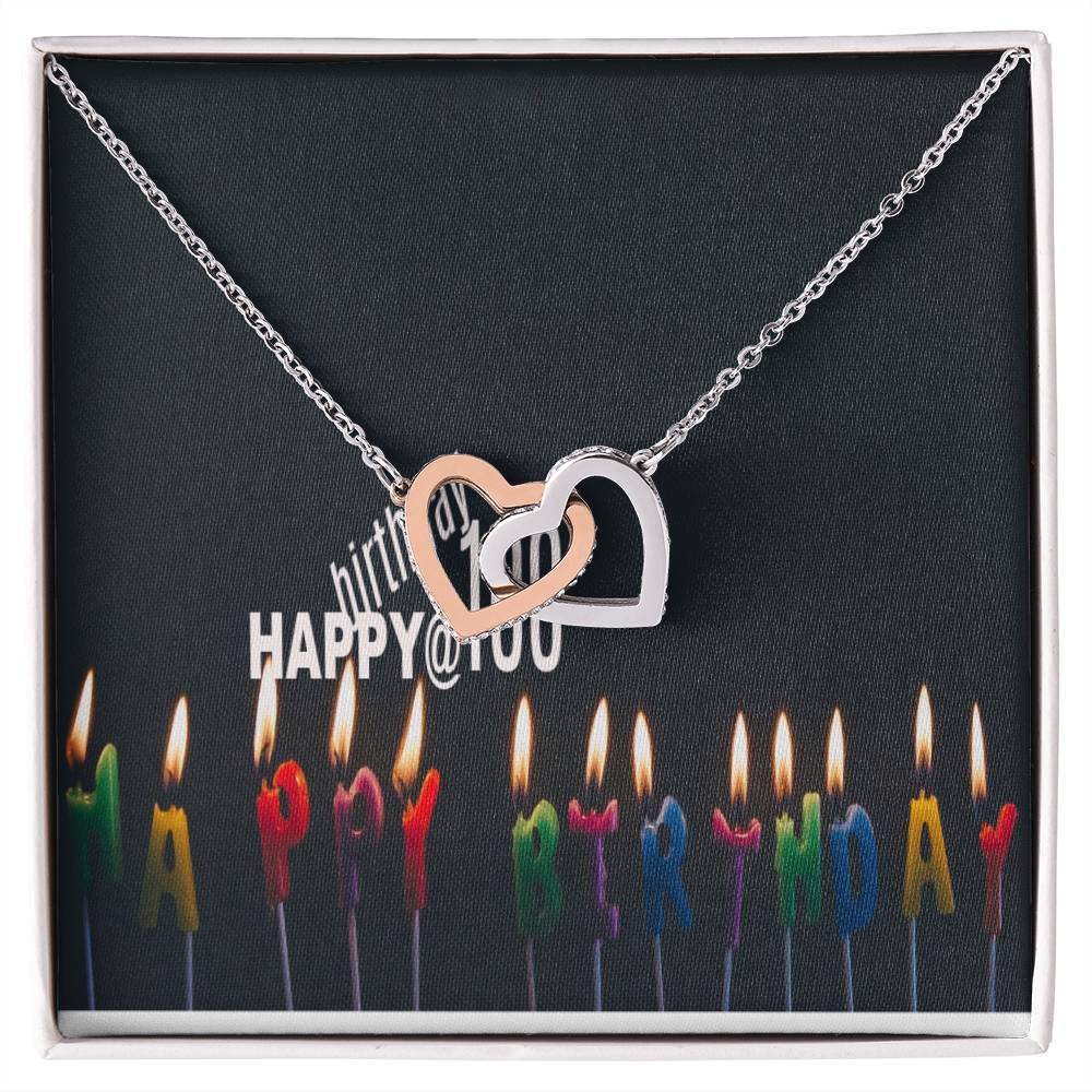 Happy 100 Years Old Birthdayike Mens Production Interlocking Hearts Necklace