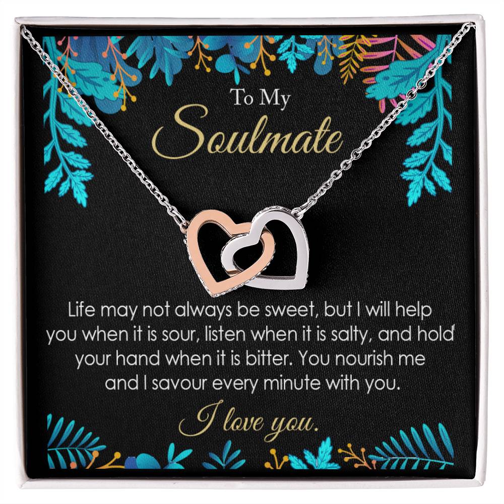 Soulmate Sweet And Sour Life Necklace Gift Friend Partner Relative Interlocking Hearts Necklace