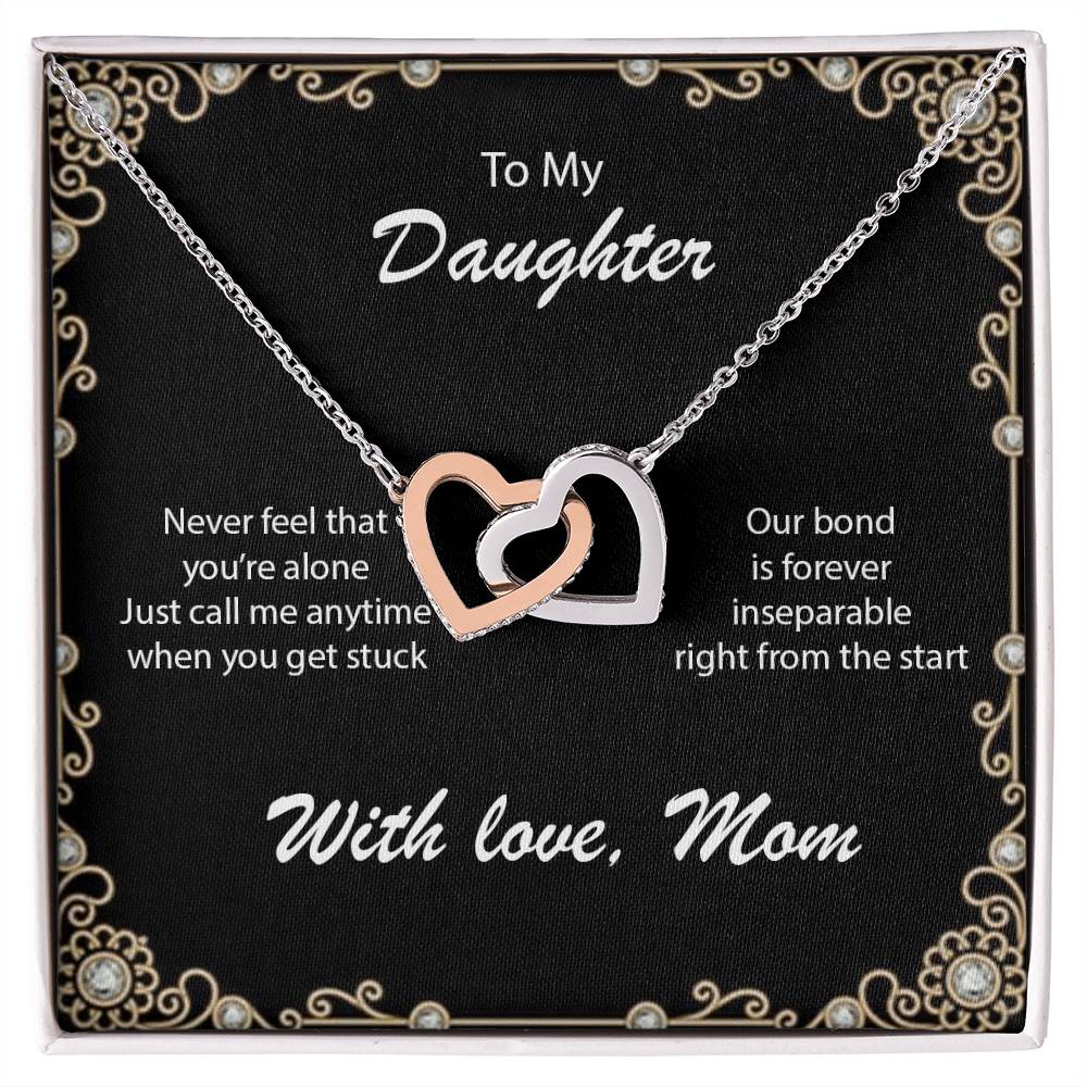 Necklace For Daughter To Call Mom When Stuck Interlocking Hearts Necklace