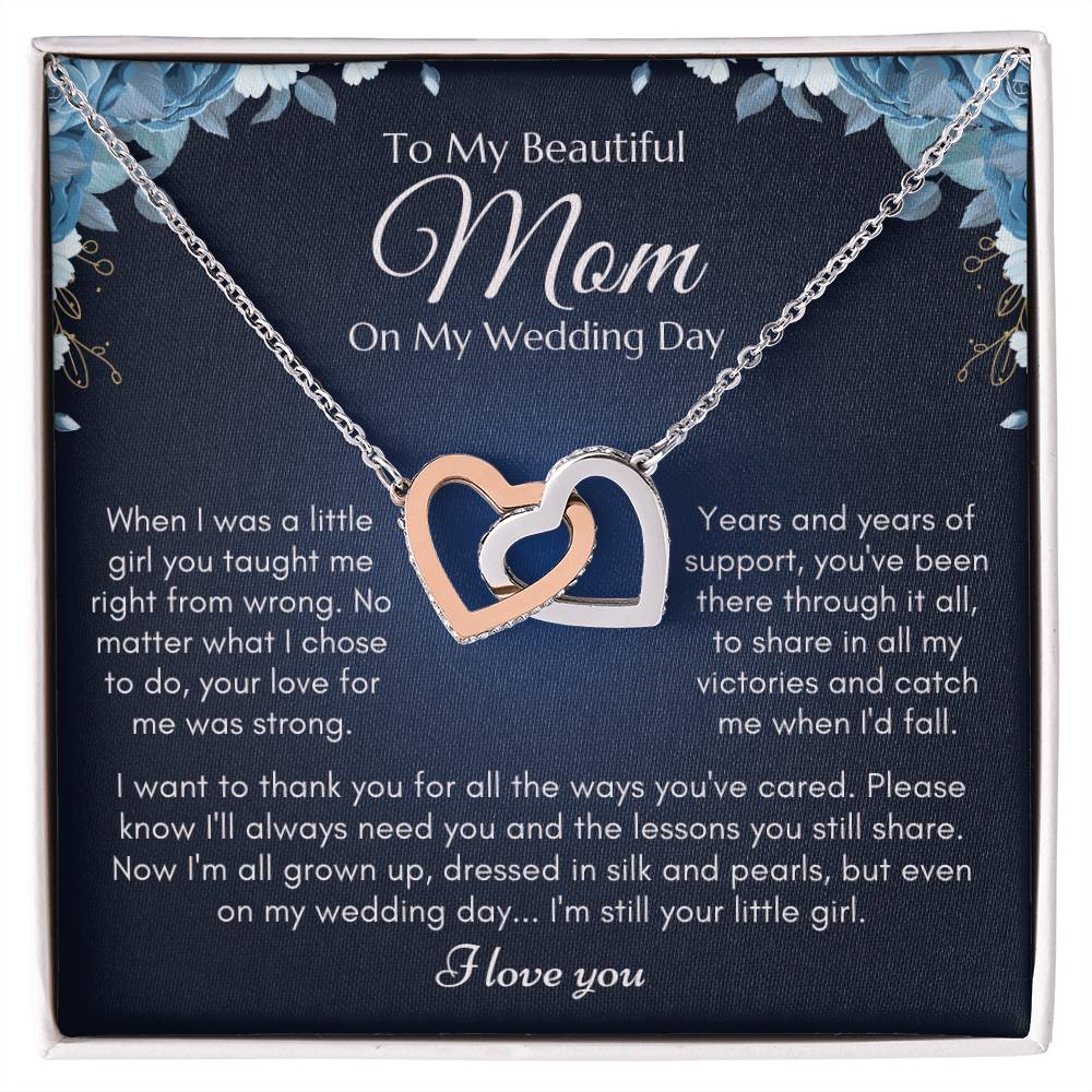 To My Mom On My Wedding Day Necklace Interlocking Hearts Necklace