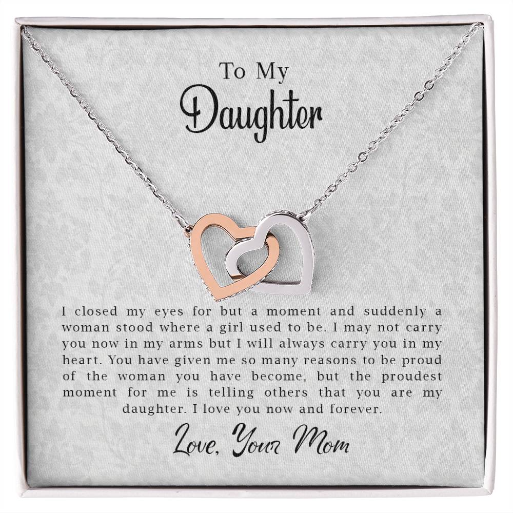 To My Daughter - Now & Forever - Necklace Interlocking Hearts Necklace