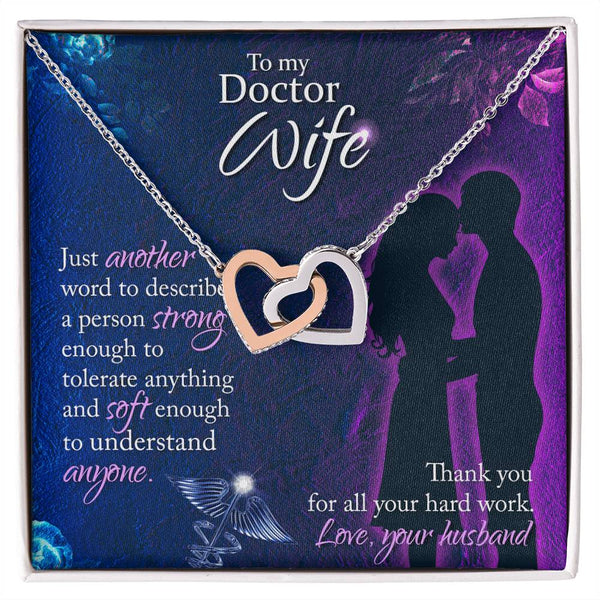 Silver Stethoscope Necklace Gift For Doctor Wife Doctor Wife Gift On Birthday Christmas Valentines Day Anniversary Doctor Gift For Her Interlocking Hearts Necklace