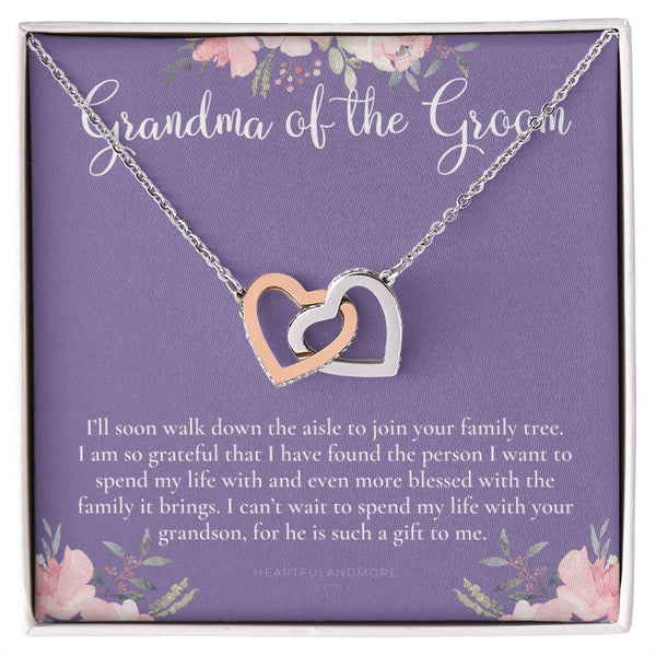 Grandmother Of The Groom Gift Necklace Grandma Wedding Gift Nana Bridal Shower Rehearsal Dinner Thank You Gift Interlocking Hearts Necklace